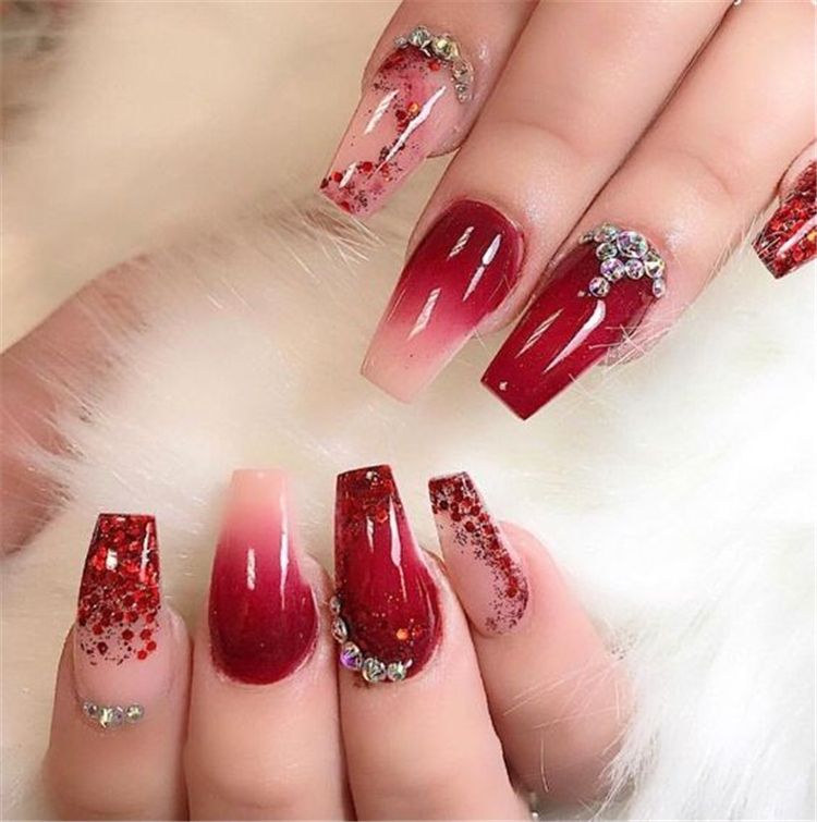 Classic Red Ombre Nails